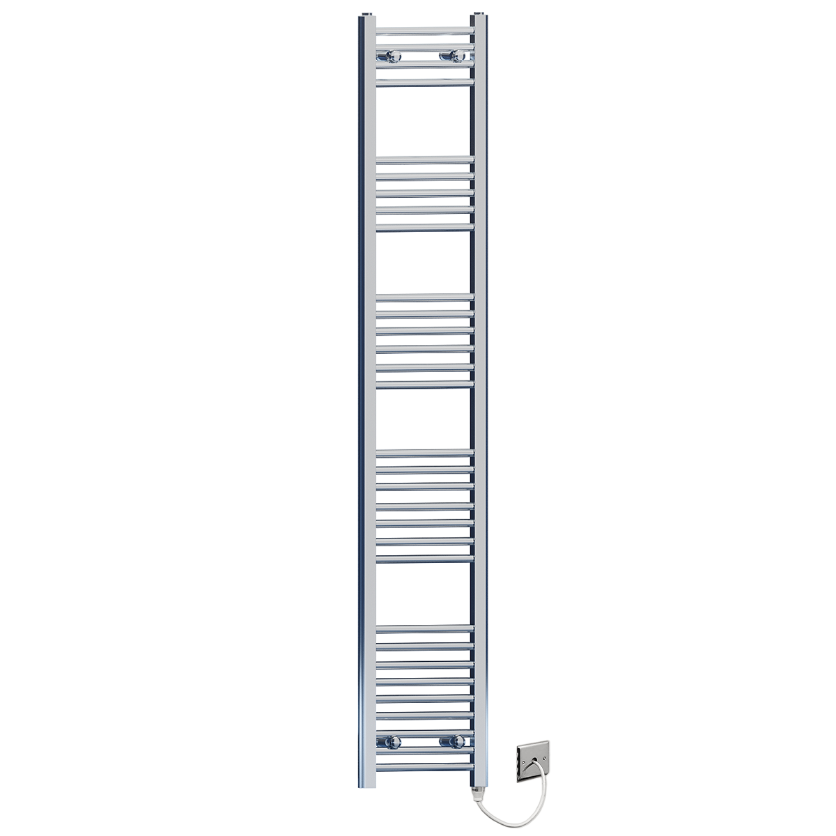  350mm Wide - 1800mm High Flat Chrome Electric Heated Towel Rail Radiator
