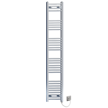  350mm Wide - 1800mm High Flat Chrome Electric Heated Towel Rail Radiator 