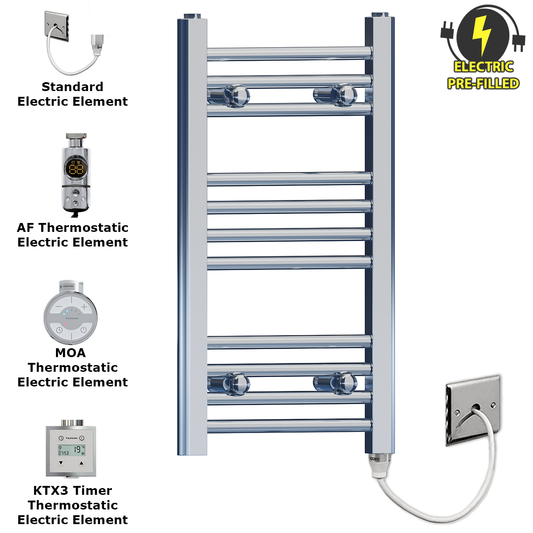 Radiateur sèche-serviettes électrique plat chromé de 300 mm de large et 600 mm de haut 