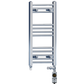 Dual Fuel 350 x 700mm Straight Chrome  Heated Towel Rail Radiator- (incl. Valves + Electric Heating Kit) 