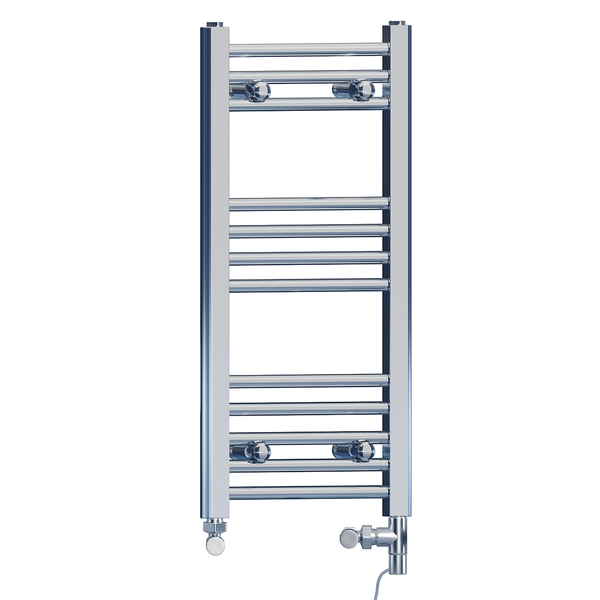  Dual Fuel 350 x 700mm Straight Chrome  Heated Towel Rail Radiator- (incl. Valves + Electric Heating Kit)