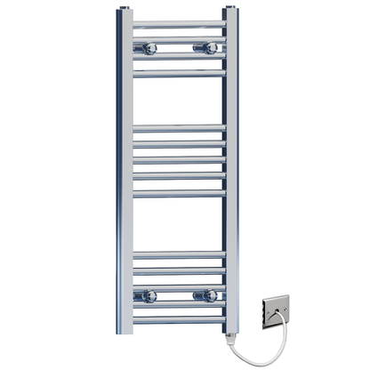  350mm Wide - 800mm High Flat Chrome Electric Heated Towel Rail Radiator 