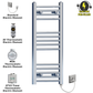 350mm Wide - 800mm High Flat Chrome Electric Heated Towel Rail Radiator 