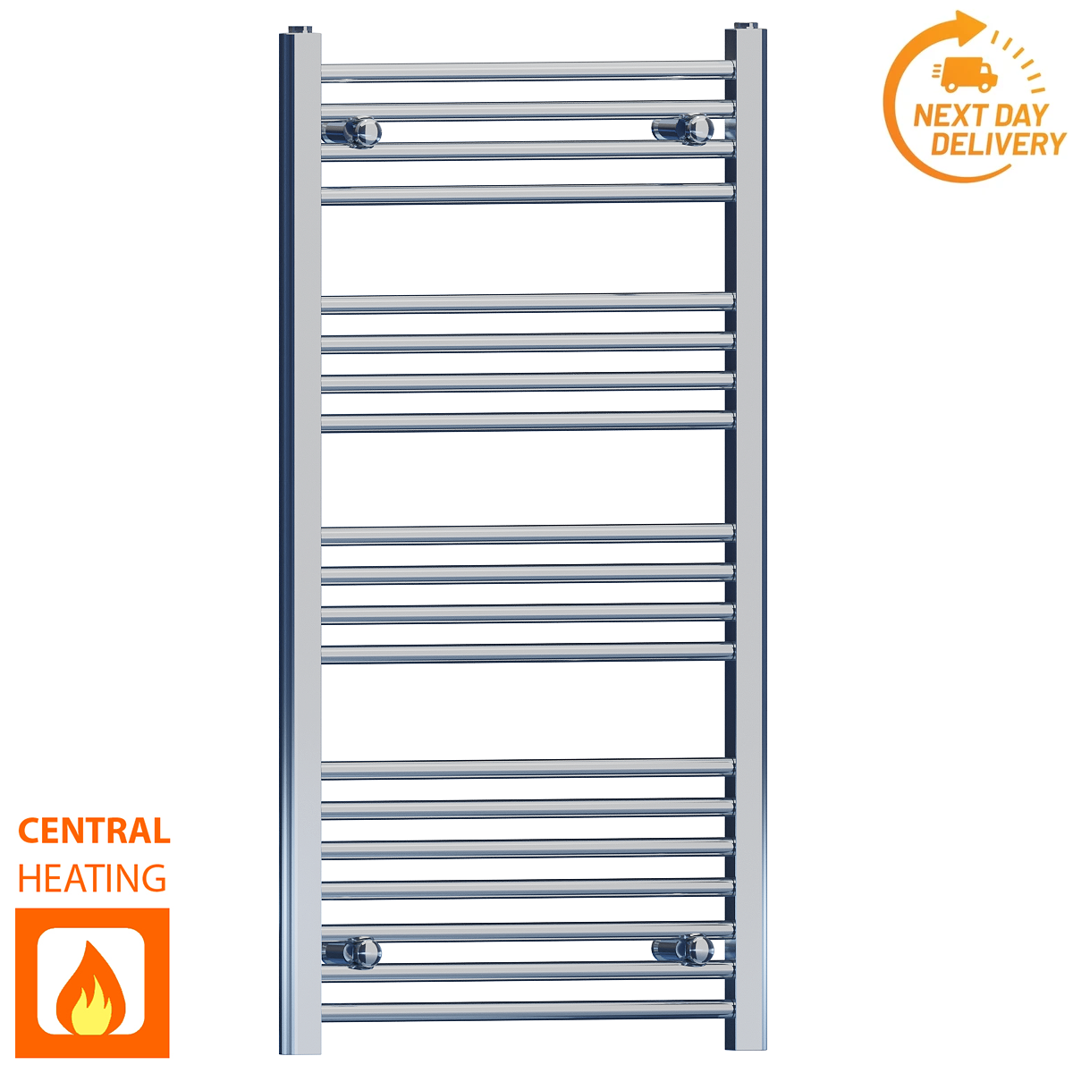  400mm Wide - 1000mm High Flat Chrome Heated Towel Rail Radiator