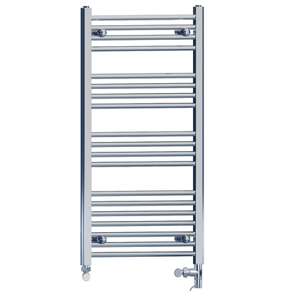  Dual Fuel 400 x 1000 mm gerader Handtuchheizkörper aus Chrom (inkl. Ventile + Elektroheizungs-Kit) 