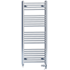 Radiateur sèche-serviettes droit chromé bi-énergie 400 x 1 200 mm (robinets et kit de chauffage électrique inclus)