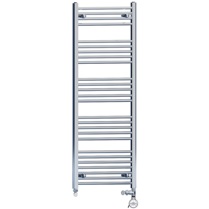  Dual Fuel 550 x 1400mm Straight Chrome  Heated Towel Rail Radiator- (incl. Valves + Electric Heating Kit) 
