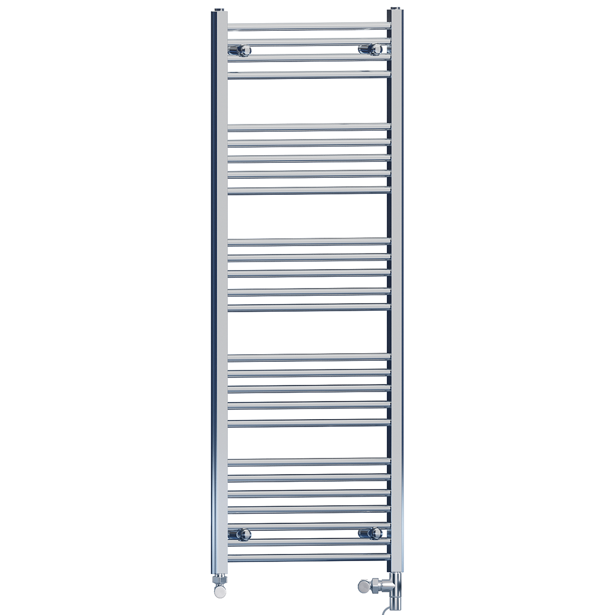 Dual Fuel 450 x 1400mm Straight Chrome  Heated Towel Rail Radiator- (incl. Valves + Electric Heating Kit)