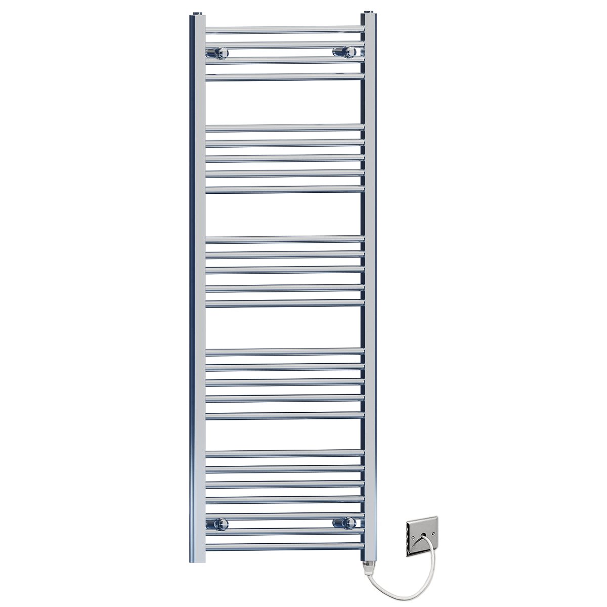  450 mm breit – 1400 mm hoch, flacher, elektrischer Handtuchheizkörper aus Chrom
