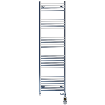 Dual Fuel 400 x 1600mm Straight Chrome  Heated Towel Rail Radiator- (incl. Valves + Electric Heating Kit) 