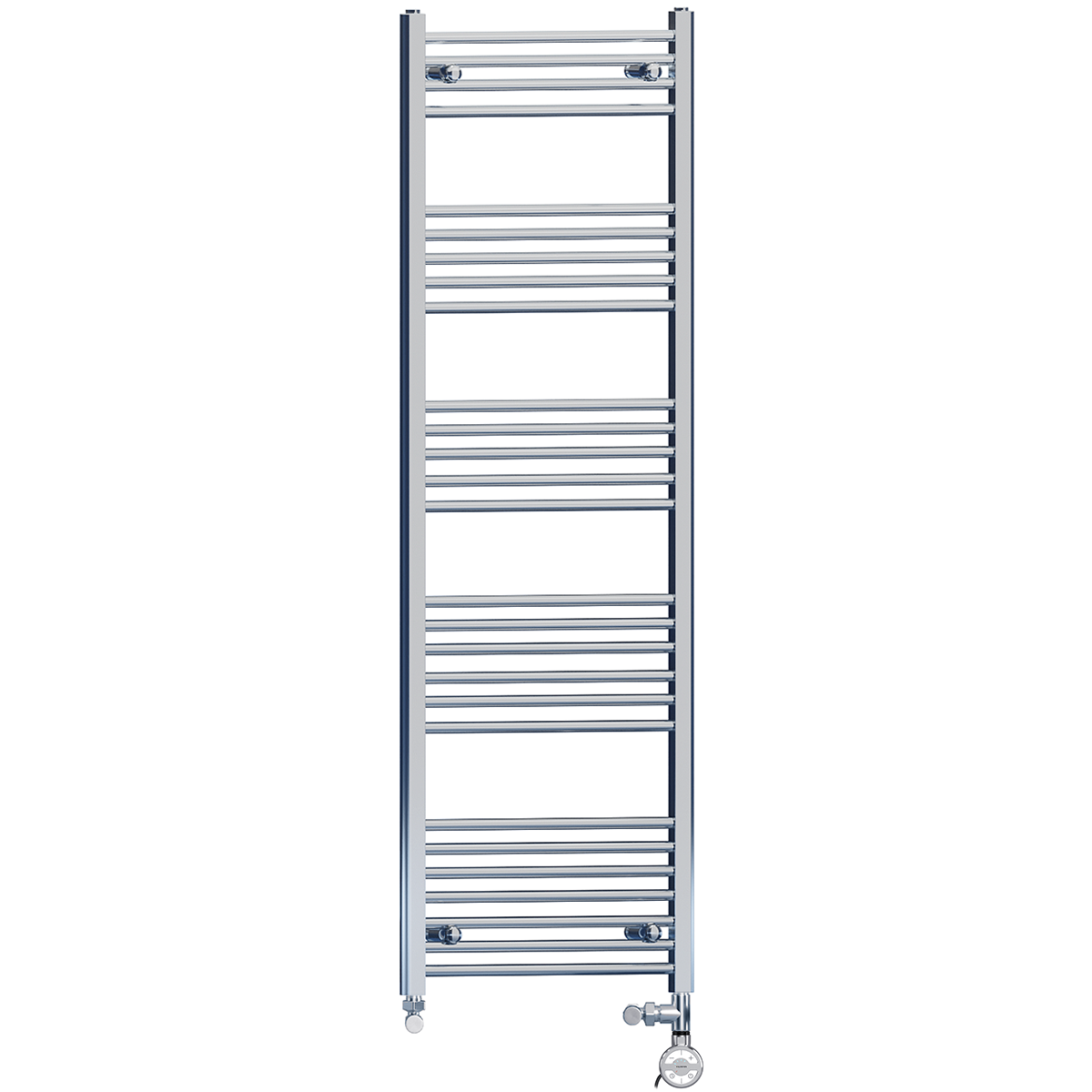  Dual Fuel 500 x 1600mm Straight Chrome  Heated Towel Rail Radiator- (incl. Valves + Electric Heating Kit)