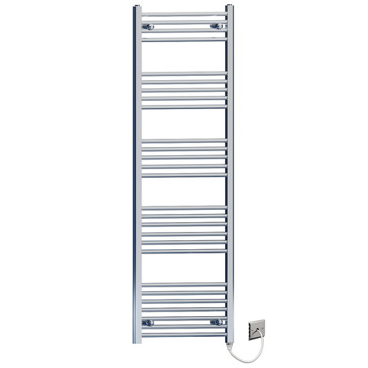 400mm x 1500mm Chrome Electric Pre-Filled Heated Towel Rail | Flat Ladder 