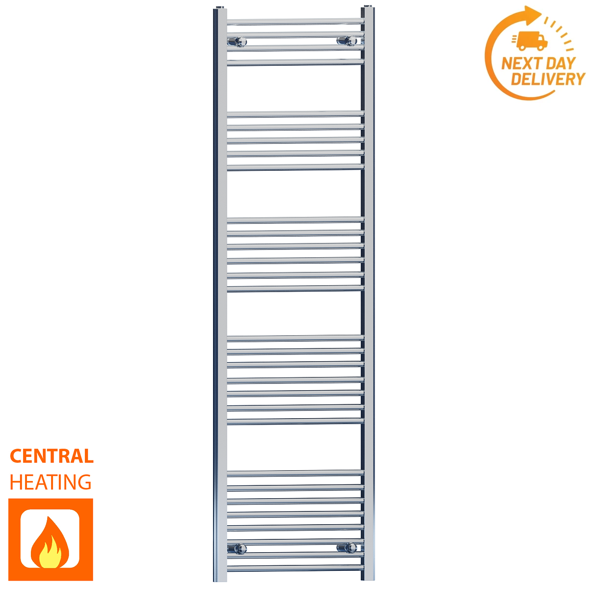  550mm Wide - 1700mm High Flat Chrome Heated Towel Rail Radiator