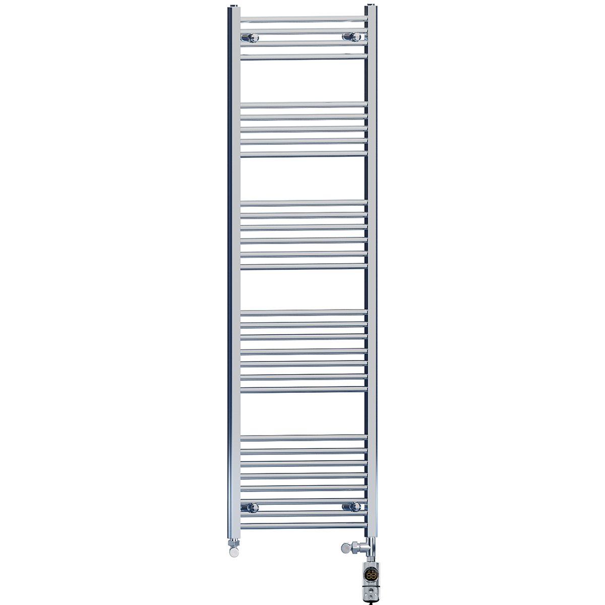  Dual Fuel 550 x 1700mm Straight Chrome  Heated Towel Rail Radiator- (incl. Valves + Electric Heating Kit)