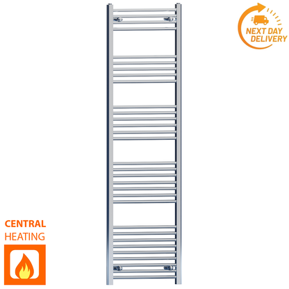 450mm Wide - 1800mm High Flat Chrome Heated Towel Rail Radiator 