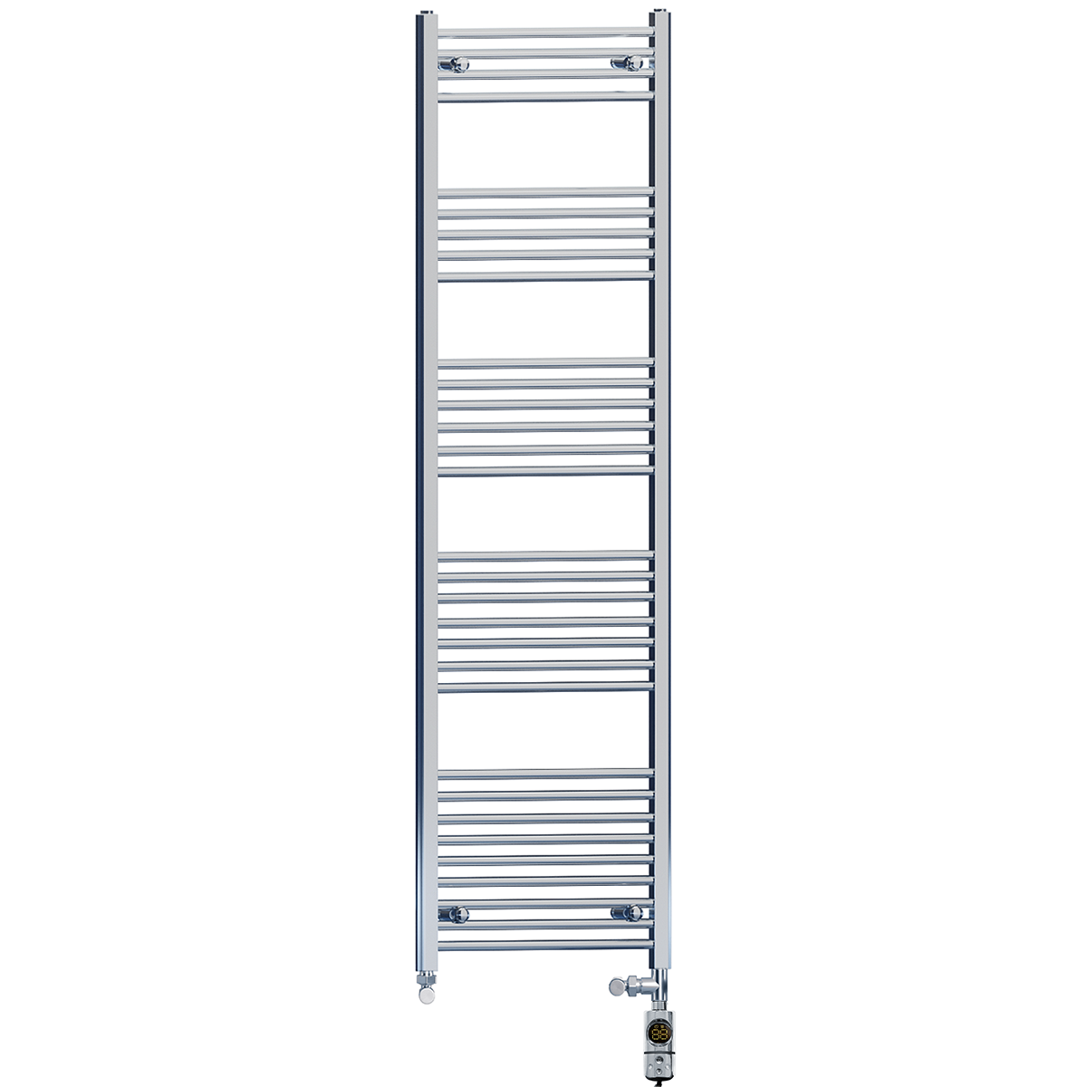  Dual Fuel 400 x 1800mm Straight Chrome  Heated Towel Rail Radiator- (incl. Valves + Electric Heating Kit)