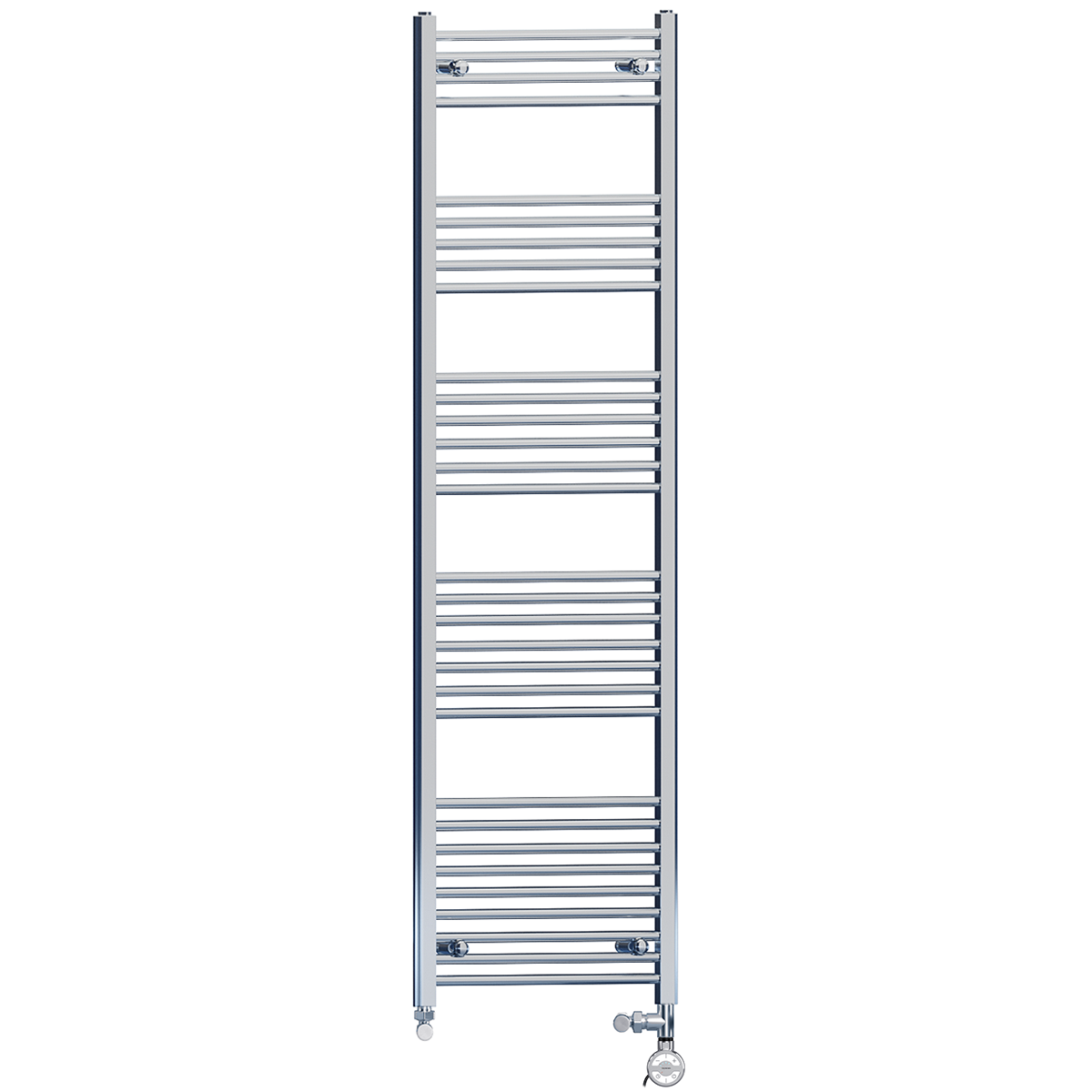  Dual Fuel 400 x 1800mm Straight Chrome  Heated Towel Rail Radiator- (incl. Valves + Electric Heating Kit)