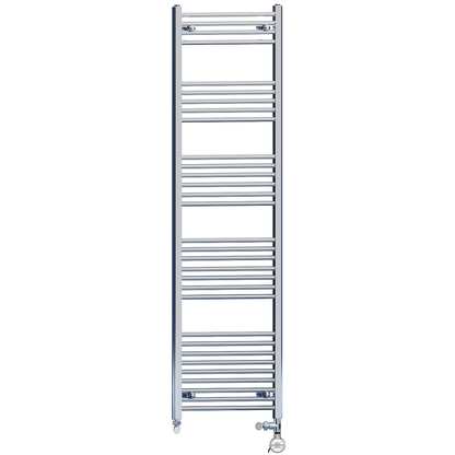  Dual Fuel 400 x 1800mm Straight Chrome  Heated Towel Rail Radiator- (incl. Valves + Electric Heating Kit) 