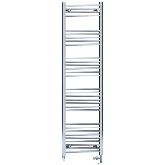 Dual Fuel 500 x 1800mm Straight Chrome  Heated Towel Rail Radiator- (incl. Valves + Electric Heating Kit) 