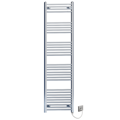  400mm Wide - 1800mm High Flat Chrome Electric Heated Towel Rail Radiator 