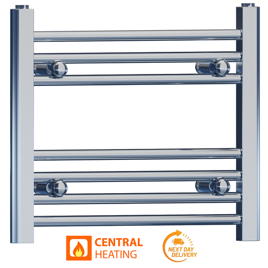 Radiateur sèche-serviettes plat chromé de 600 mm de large et 400 mm de haut 