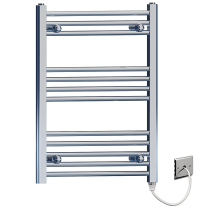 Radiateur sèche-serviettes électrique plat chromé de 400 mm de large et 700 mm de haut 