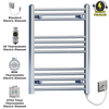 Radiateur sèche-serviettes électrique plat chromé de 400 mm de large et 700 mm de haut