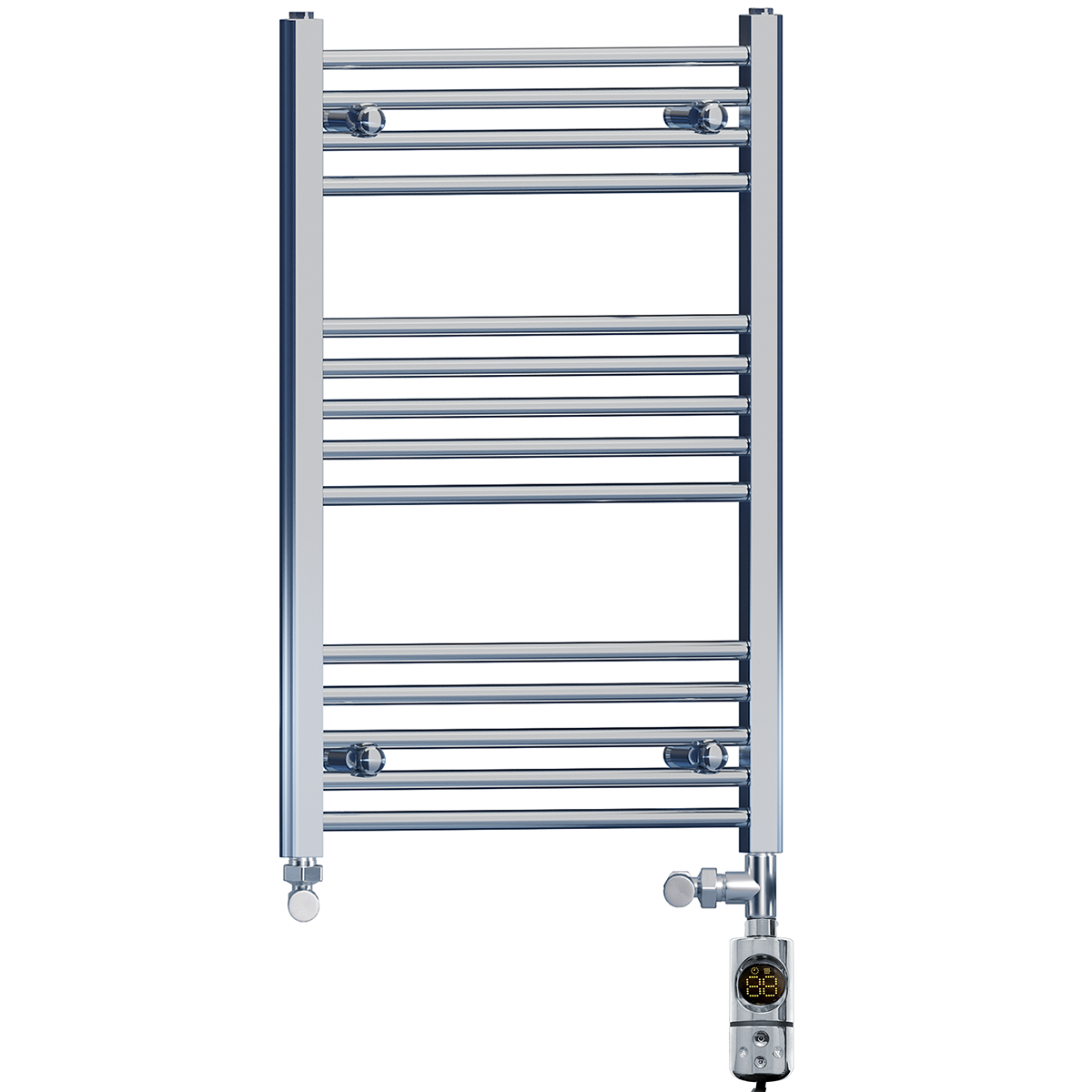  Dual Fuel 450 x 800 mm gerader Handtuchheizkörper aus Chrom (inkl. Ventile + Elektroheizungs-Kit)