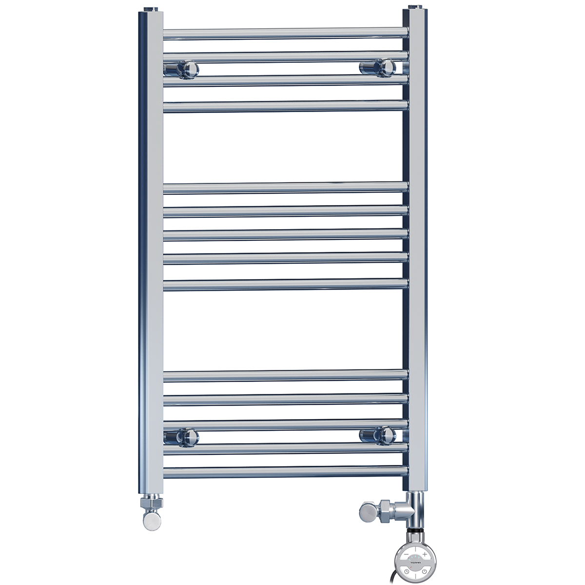  Dual Fuel 450 x 800 mm gerader Handtuchheizkörper aus Chrom (inkl. Ventile + Elektroheizungs-Kit)