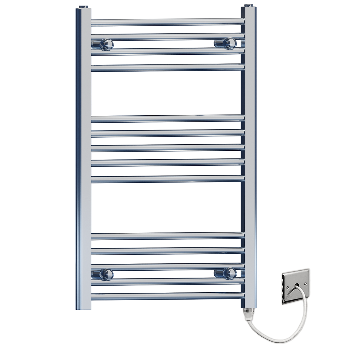  Radiateur sèche-serviettes électrique plat chromé de 450 mm de large et 800 mm de haut