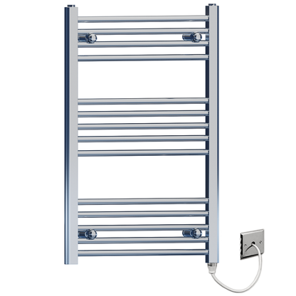  Radiateur sèche-serviettes électrique plat chromé de 450 mm de large et 800 mm de haut 