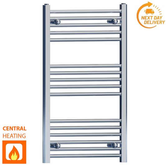 450mm Wide - 900mm High Flat Chrome Heated Towel Rail Radiator 
