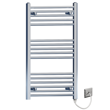  400mm Wide - 900mm High Flat Chrome Electric Heated Towel Rail Radiator 