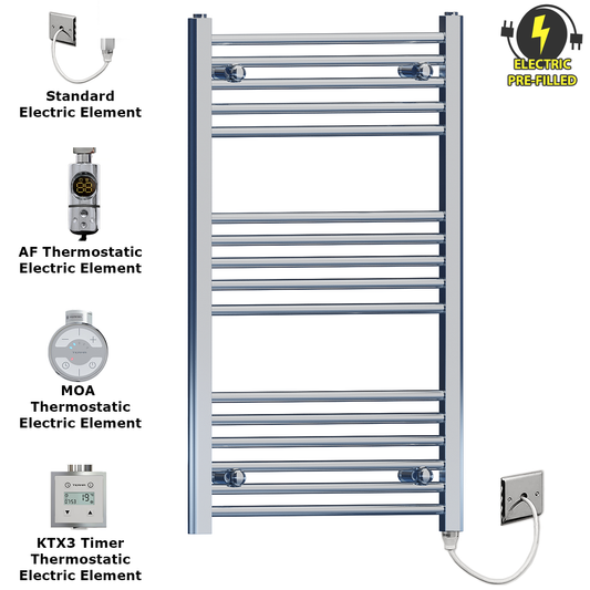 Radiateur sèche-serviettes électrique plat chromé de 450 mm de large et 900 mm de haut 