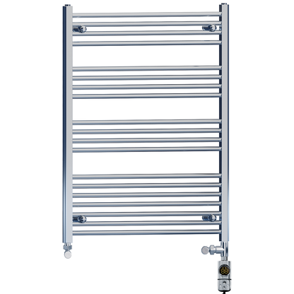  Dual Fuel 800 x 1000mm Straight Chrome  Heated Towel Rail Radiator- (incl. Valves + Electric Heating Kit) 