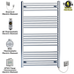 700mm Wide - 1200mm High Flat Chrome Electric Heated Towel Rail Radiator 