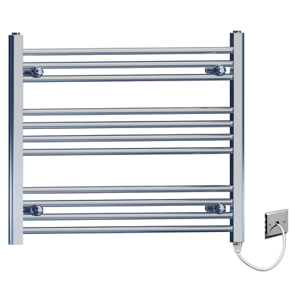  700 mm breit – 600 mm hoch, flacher, elektrischer Handtuchheizkörper aus Chrom 