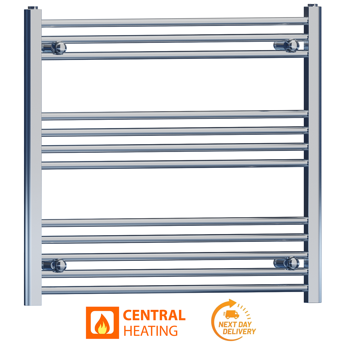  900mm Wide - 700mm High Flat Chrome Heated Towel Rail Radiator