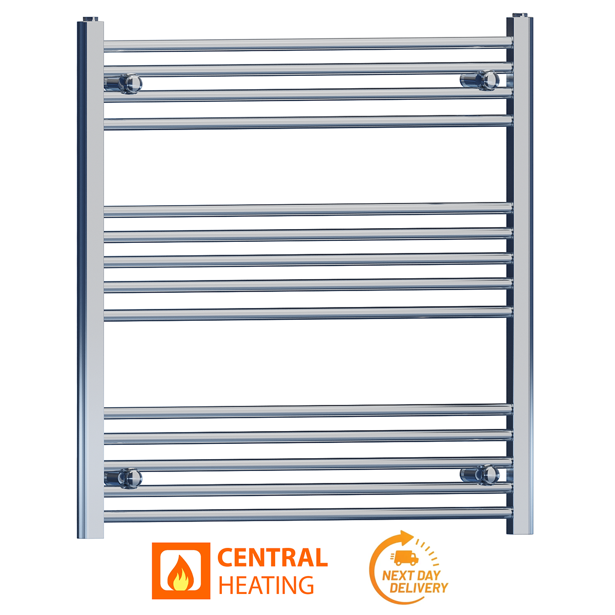 800mm Wide - 800mm High Flat Chrome Heated Towel Rail Radiator