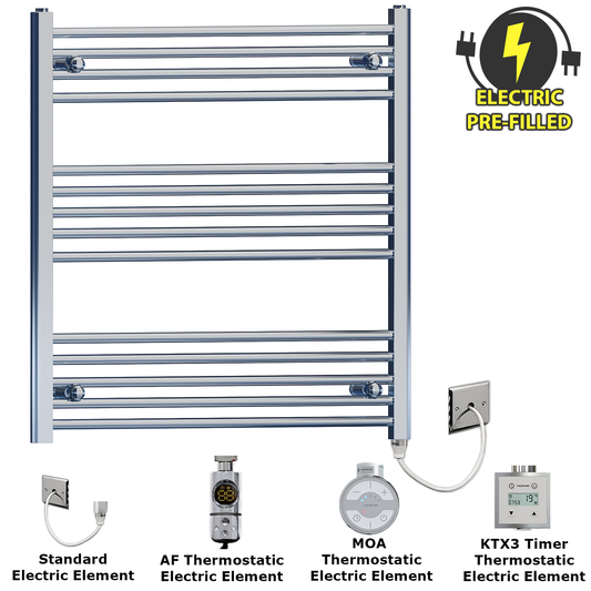 Radiateur sèche-serviettes électrique plat chromé de 800 mm de large et 800 mm de haut 