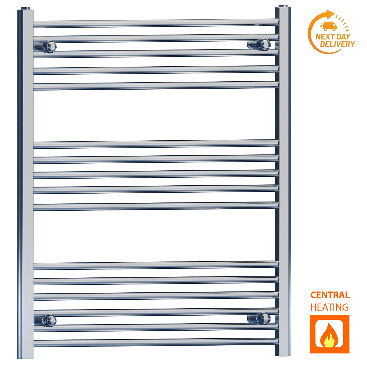 800mm Wide - 900mm High Flat Chrome Heated Towel Rail Radiator