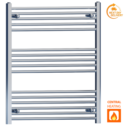  800mm Wide - 900mm High Flat Chrome Heated Towel Rail Radiator 