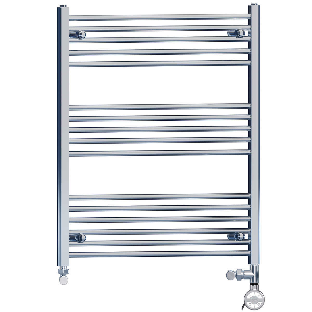  Radiateur sèche-serviettes droit chromé bi-énergie 800 x 900 mm (robinets et kit de chauffage électrique inclus)