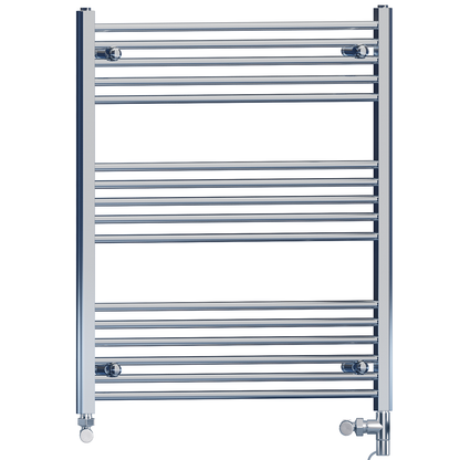  Radiateur sèche-serviettes droit chromé bi-énergie 800 x 900 mm (robinets et kit de chauffage électrique inclus) 