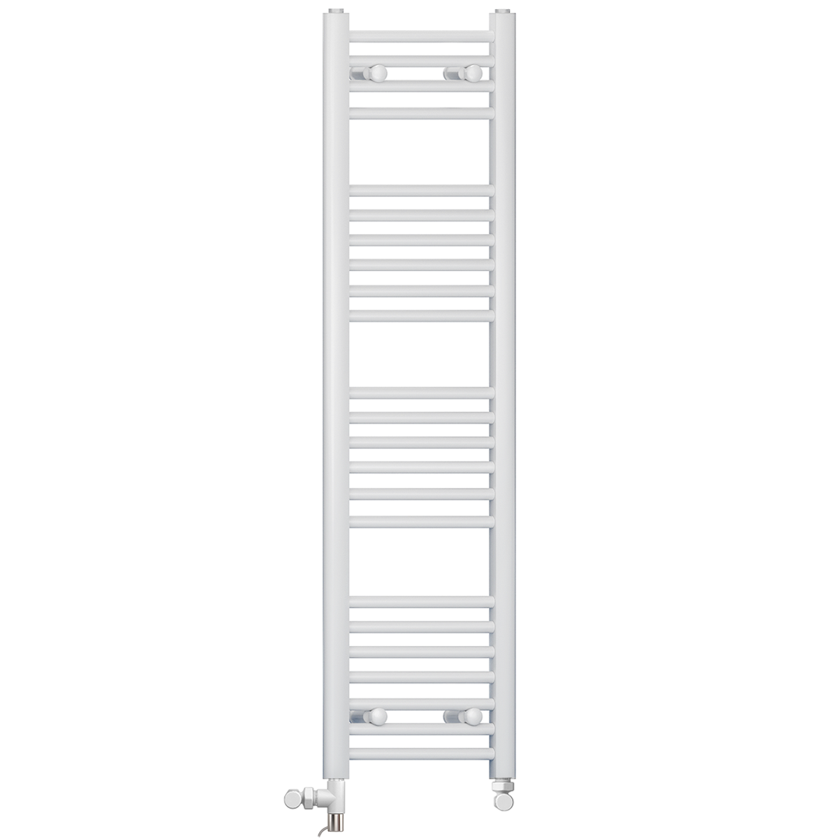  Dual Fuel 300 x 1200mm Straight White Heated Towel Rail - (incl. Valves + Electric Heating Kit)