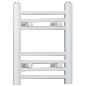 300mm x 400mm White Heated Towel Rail Radiator | Flat Central Heating