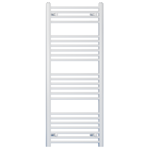 400mm x 1200mm White Heated Towel Rail Radiator | Flat Central Heating