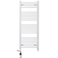 Dual Fuel 400 x 1200mm Straight White Heated Towel Rail - (incl. Valves + Electric Heating Kit) 