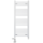 Dual Fuel 400 x 1200mm Straight White Heated Towel Rail - (incl. Valves + Electric Heating Kit) 