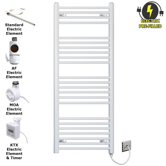 Radiateur sèche-serviettes électrique blanc plat de 400 mm de large et 1 200 mm de haut 